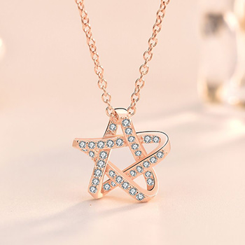 Office CZ Hollow Star 925 Sterling Silver Necklace