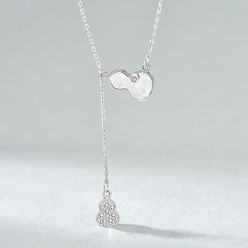 Cute Shell CZ Gourd 925 Sterling Silver Necklace