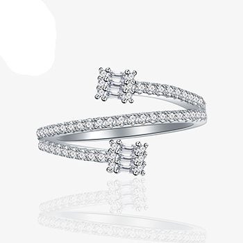 Simple CZ Triple Layers 925 Sterling Silver Adjustable Ring