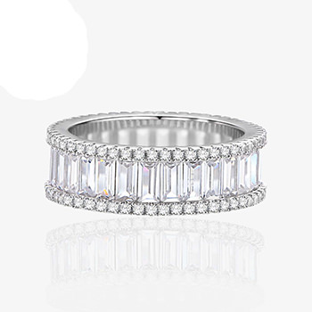 Simple Geometry Baguette CZ Lines 925 Sterling Silver Ring