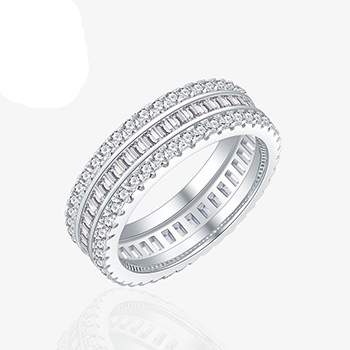 Fashion Triple Layers CZ 925 Sterling Silver Adjustable Ring