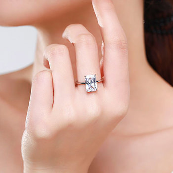 Elegant Party Baguette CZ 925 Sterling Silver Adjustable Ring