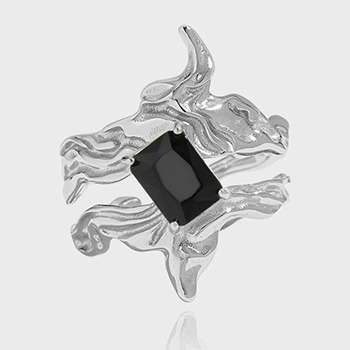 Geometry Baguette CZ Irregular Flame 925 Sterling Silver Adjustable Ring