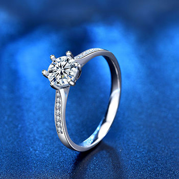 Elegant Six Claw Moissanite CZ Crown 925 Sterling Silver Ring