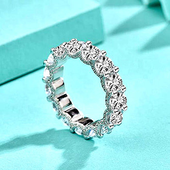 Fashion Women Round CZ Rope Chain 925 Sterling Silver Ring