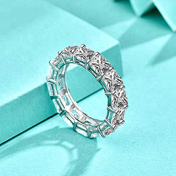 Geometry CZ Square Simple 925 Sterling Silver Adjustable Ring