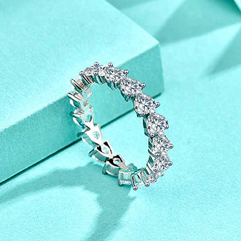 Girl Hearts Love CZ Lines 925 Sterling Silver Ring