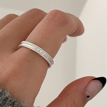 Classic Round CZ Lines Beads Border 925 Sterling Silver Ring