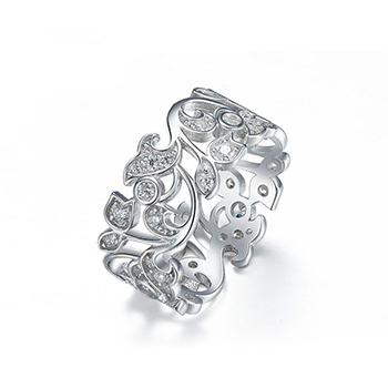 Elegant Cubic Zirconia Hollow Flowers 925 Sterling Silver Ring