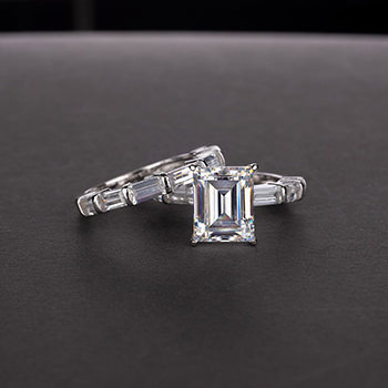 Modern Cubic Zirconia Square Double 925 Sterling Silver Ring