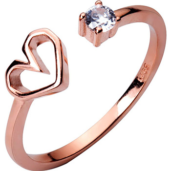 Simple Hollow Heart Cubic Zirconia 925 Sterling Silver Adjustable Ring