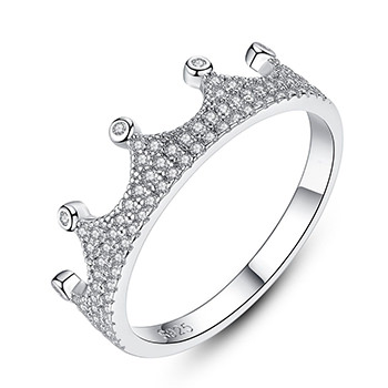 Beautiful Cubic Zirconia Crown 925 Sterling Silver Ring