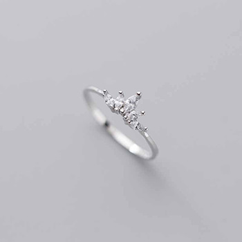 Cubic Zirconia Flower Crown 925 Sterling Silver Ring