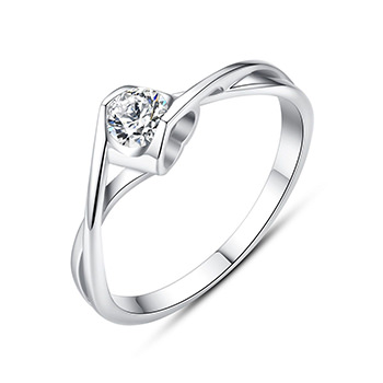 Simple Twisted Round Cubic Zirconia 925 Sterling Silver Ring