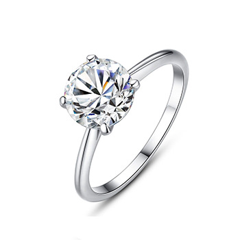 Simple Round Cubic Zirconia 925 Sterling Silver Ring