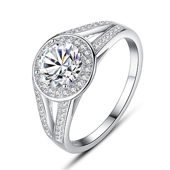 Simple Cubic Zirconia Round Disc 925 Silver Ring