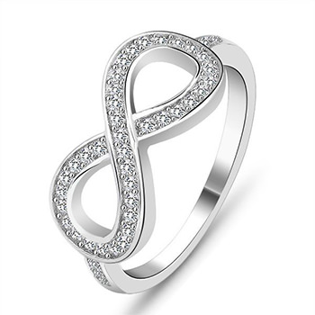 Infinity White Cubic Zirconia Micro Setting 925 Sterling Silver Ring