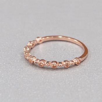 Yellow Cubic Zirconia 925 Sterling Silver Rose Gold Stacking Ring