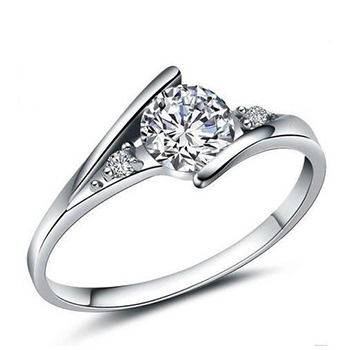 White Wedding Engagement 925 Sterling Silver Ring