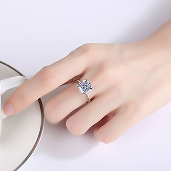 Geometry CZ Radiant 925 Sterling Silver Ring