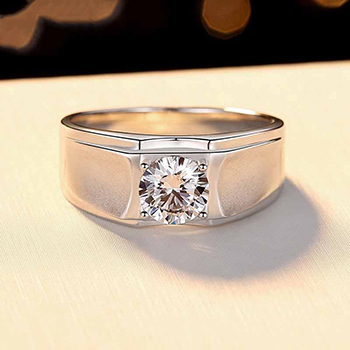 1ct Natural Moissanite 925 Sterling Silver Adjustable Ring