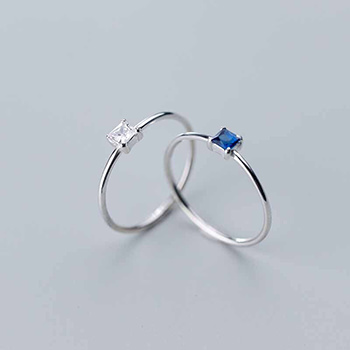 Simple Square CZ 925 Sterling Silver Ring