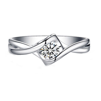 Fashion Heart CZ Twisted 925 Sterling Silver Ring