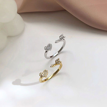 CZ An Arrow Through The Heart 925 Sterling Silver Adjustable Ring