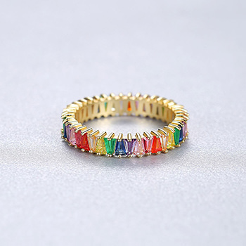 Colorful CZ Rainbow 925 Sterling Silver Ring