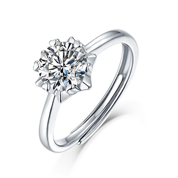 Moissanite CZ Snowflake 925 Sterling Silver Adjustable Ring