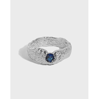 Fashion Blue CZ Irregualr 925 Sterling Silver Ring