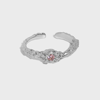 Modern Irregular Round CZ 925 Sterling Silver Adjustable Ring