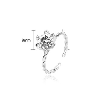 Fashion Six Claw CZ 925 Sterling Silver Adjustable Ring