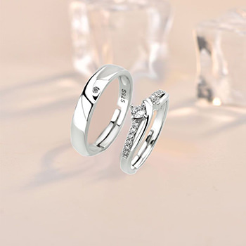 Simple Micro Setting CZ 925 Sterling Silver Adjustable Promise Ring