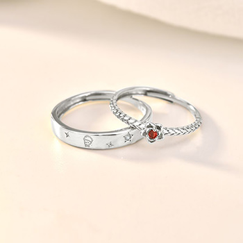 Little Prince CZ Rose Flower 925 Sterling Silver Adjustable Promise Ring