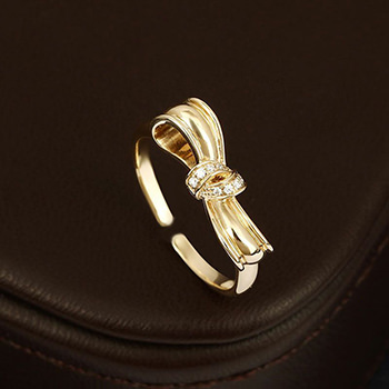 Women  CZ Bow-Knot 925 Sterling Silver Adjustable Ring