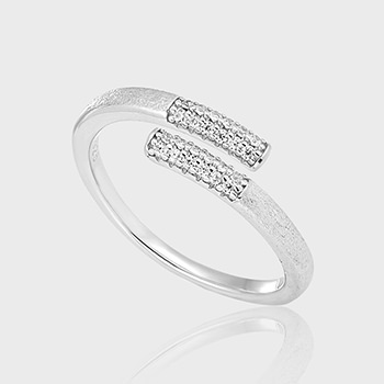 Simple Micro Setting CZ Cross 925 Sterling Silver Adjustable Ring