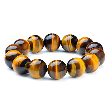 Natural Yellow A Tiger Eye Bead 925 Sterling Silver Bracelet