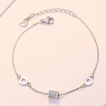 Modern CZ Tiny Tube Circle 925 Sterling Silver Bracelet