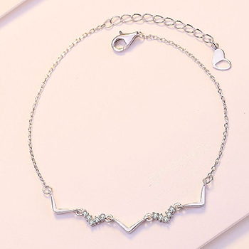 Girl CZ V Shape Wave 925 Sterling Silver Bracelet