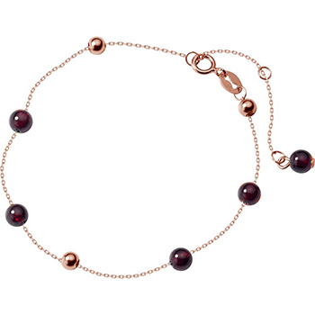 Genuine Garnet 925 Sterling Silver Adjustable Bracelet