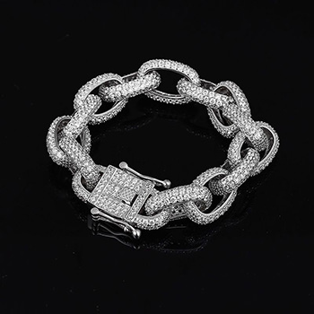 Men's Heavy Quality Thickness Oval Chain 925 Sterling Silver Bracelet