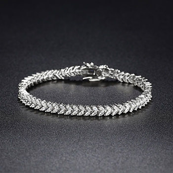 Fashion CZ Ear of Wheat 925 Sterling Silver Bracelet