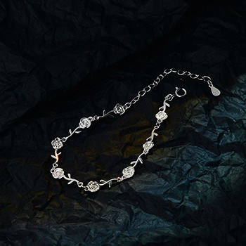 Promise Rose Flowers Romantic 925 Sterling Silver Bracelet