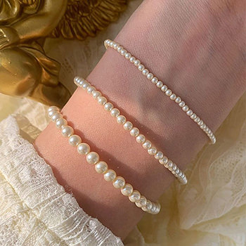 Mini Round Shell Pearls 925 Sterling Silver Bracelet