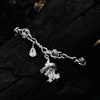 Halloween Magic Hat Ghost CZ Hollow Chain 925 Sterling Silver Bracelet