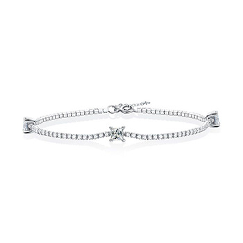 Party Square Moissanite CZ Chain 925 Sterling Silver Bracelet