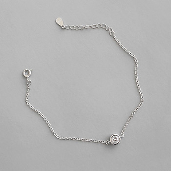 Holiday Simple Round CZ Hollow Chain 925 Sterling Silver Bracelet