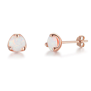 Sweet Round Created Opal 925 Sterling Studs Earrings