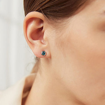 Geometry Blue CZ Rhombus 925 Sterling Silver Stud Earrings